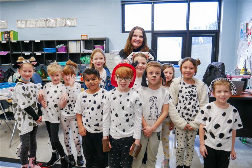 students dressed as dalmatians